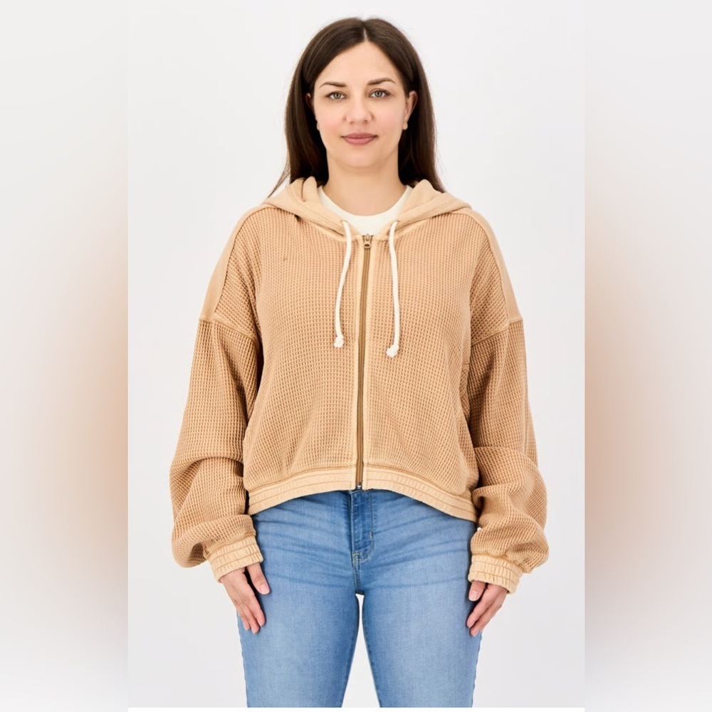 aerie Cropped Waffle Knit hoodie sz S - Picture 6 of 7